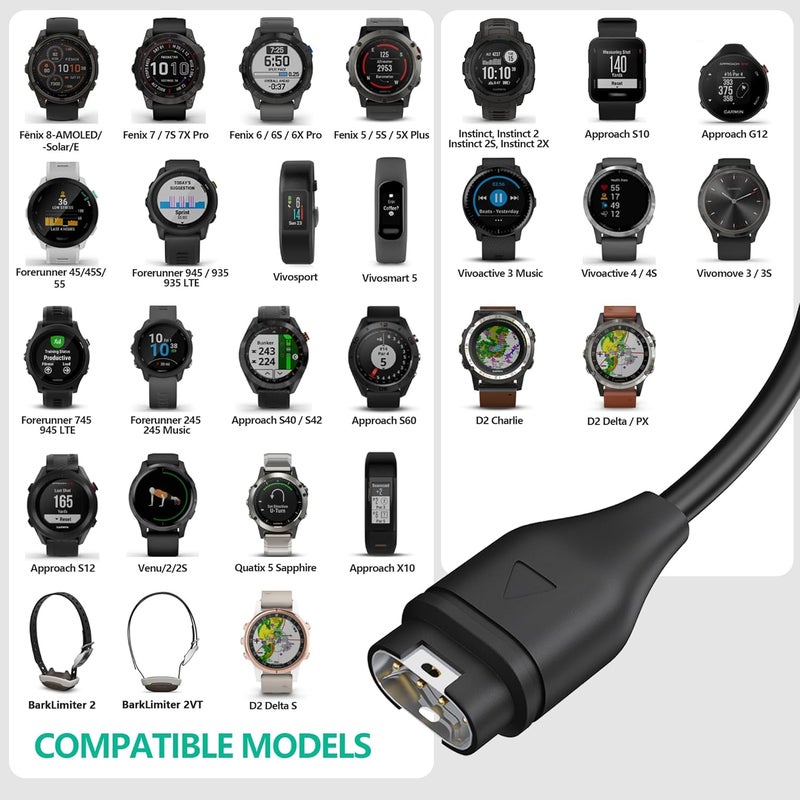 AWINNER Compatible for Garmin Watch Charger Cable (2 Pack) - Image 2